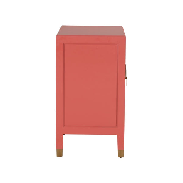 Chelsea House Jill Red Lacquer Bedside Chest - Modern Asian Design With Brass Pulls, Durable Joinery, Ample Storage 370418