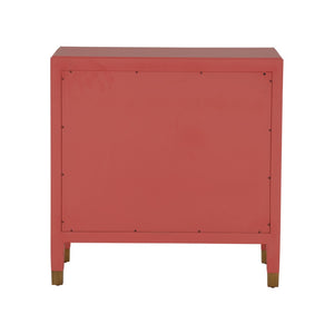 Chelsea House Jill Red Lacquer Bedside Chest - Modern Asian Design With Brass Pulls, Durable Joinery, Ample Storage 370418