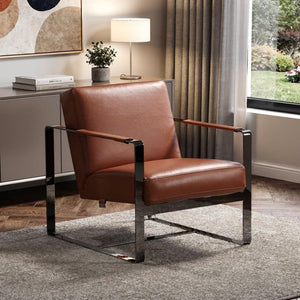HomeRoots 36" Striking Fabric Arm Chair for Modern Minimalism with Plush Comfort and Stylish Black Legs Camel 370418