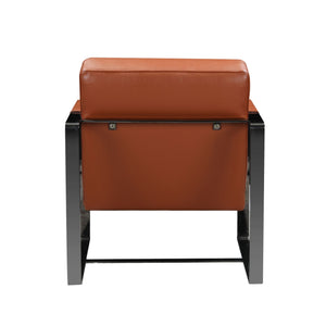 Homeroots 28" Camel And Black Genuine Leather Arm Chair Camel  370418