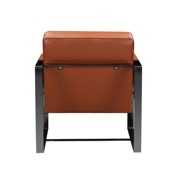 Homeroots 28" Camel And Black Genuine Leather Arm Chair Camel  370418