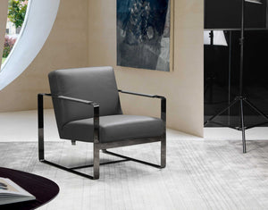 Homeroots 28" X 35" X 31" Dark Gray Leather Accent Chair Dark Grey  370419