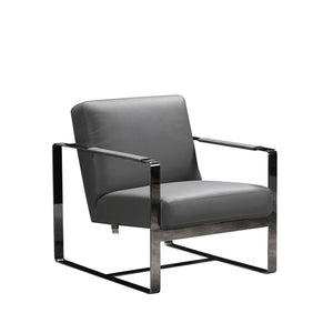 Homeroots 28" X 35" X 31" Dark Gray Leather Accent Chair Dark Grey  370419