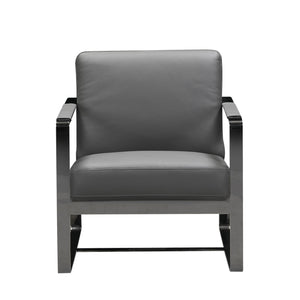 Homeroots 28" X 35" X 31" Dark Gray Leather Accent Chair Dark Grey  370419