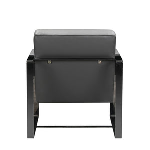 Homeroots 28" X 35" X 31" Dark Gray Leather Accent Chair Dark Grey  370419