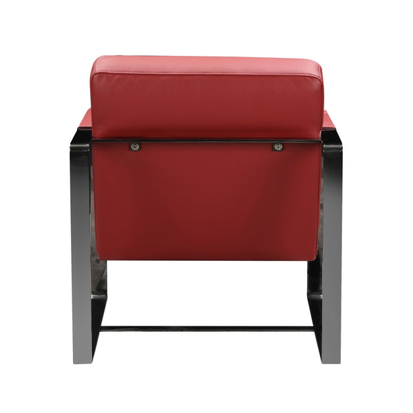 Homeroots 28" Red And Black Genuine Leather Arm Chair Red  370420