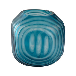 Chelsea House Swirl Hand-Blown Blue Hurricane Vase 7.5" Tall — Swirled Glass Tealight Holder & Mini Floral Accent 370424