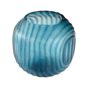 Chelsea House Swirl Hand-Blown Blue Hurricane Vase 7.5" Tall — Swirled Glass Tealight Holder & Mini Floral Accent 370424