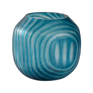 Chelsea House Swirl Hand-Blown Blue Hurricane Vase 7.5" Tall — Swirled Glass Tealight Holder & Mini Floral Accent 370424