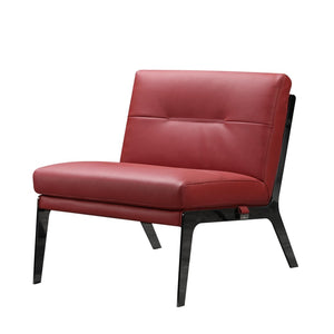 HomeRoots 30" Genuine Leather Slipper Chair - Bold Black Accent, Modern Comfort for Home or Office Spaces Red 370424