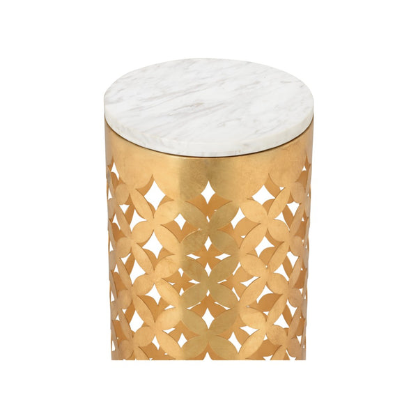 Chelsea House Harper Antique Gold Leaf Pedestal With White Marble Top — Slim 43" Display Stand For Sculpture 370427