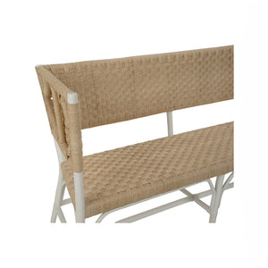 Chelsea House Wrightsburg Bench With Abaca Rope & Basketweave Texture — Coastal White Seating For Entryway 370432