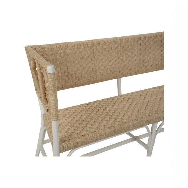 Chelsea House Wrightsburg Bench With Abaca Rope & Basketweave Texture — Coastal White Seating For Entryway 370432