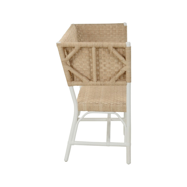 Chelsea House Wrightsburg Bench With Abaca Rope & Basketweave Texture — Coastal White Seating For Entryway 370432