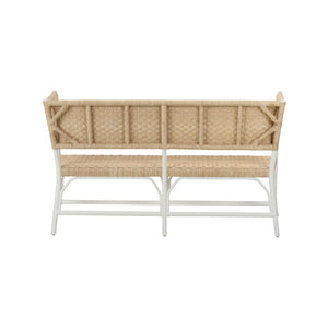 Chelsea House Wrightsburg Bench With Abaca Rope & Basketweave Texture — Coastal White Seating For Entryway 370432