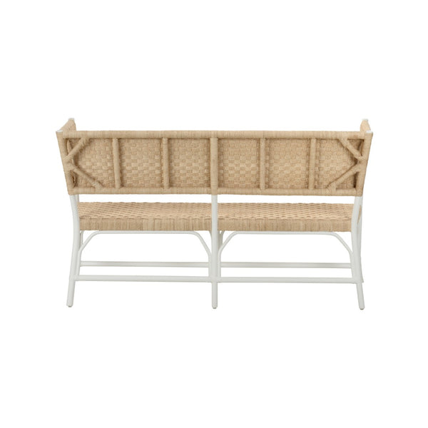 Chelsea House Wrightsburg Bench With Abaca Rope & Basketweave Texture — Coastal White Seating For Entryway 370432