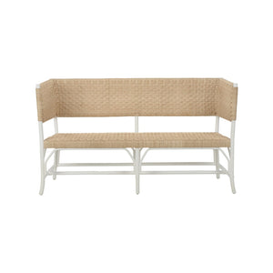 Chelsea House Wrightsburg Bench With Abaca Rope & Basketweave Texture — Coastal White Seating For Entryway 370432