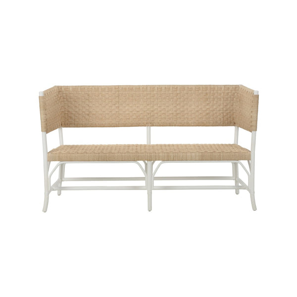 Chelsea House Wrightsburg Bench With Abaca Rope & Basketweave Texture — Coastal White Seating For Entryway 370432