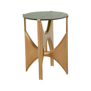Chelsea House Ely Antique Brass Side Table With Green Glass Top By Bradshaw Orrell — Transitional Accent For Living Spaces 370438