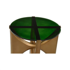 Chelsea House Ely Antique Brass Side Table With Green Glass Top By Bradshaw Orrell — Transitional Accent For Living Spaces 370438