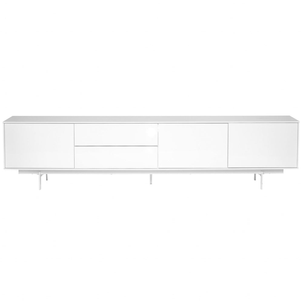 Homeroots 82" White Manufactured And Wood Cabinet Enclosed Storage Tv Stand  Manufactured Wood 370442