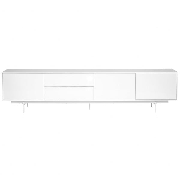 Homeroots 82" White Manufactured And Wood Cabinet Enclosed Storage Tv Stand  Manufactured Wood 370442