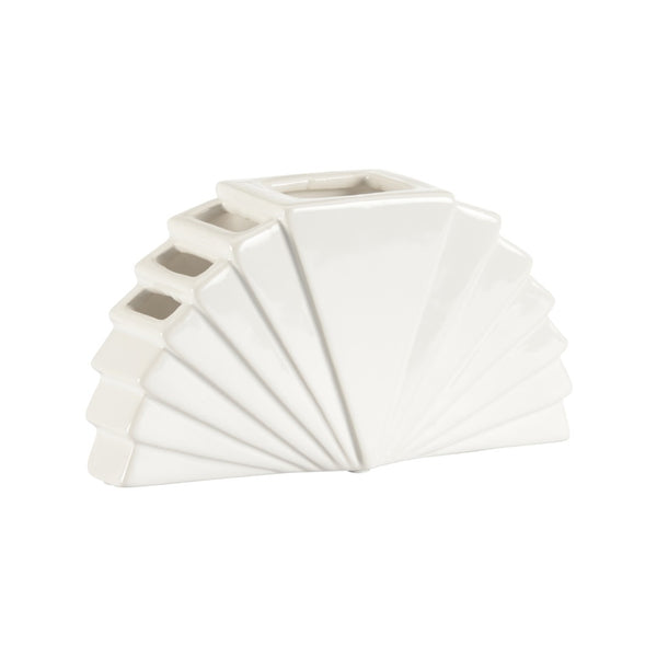 Chelsea House La Feria Vase Small — Glossy White Ceramic Fan Silhouette By Elizabeth Wicker For Sculptural Style And Display Versatility 370444