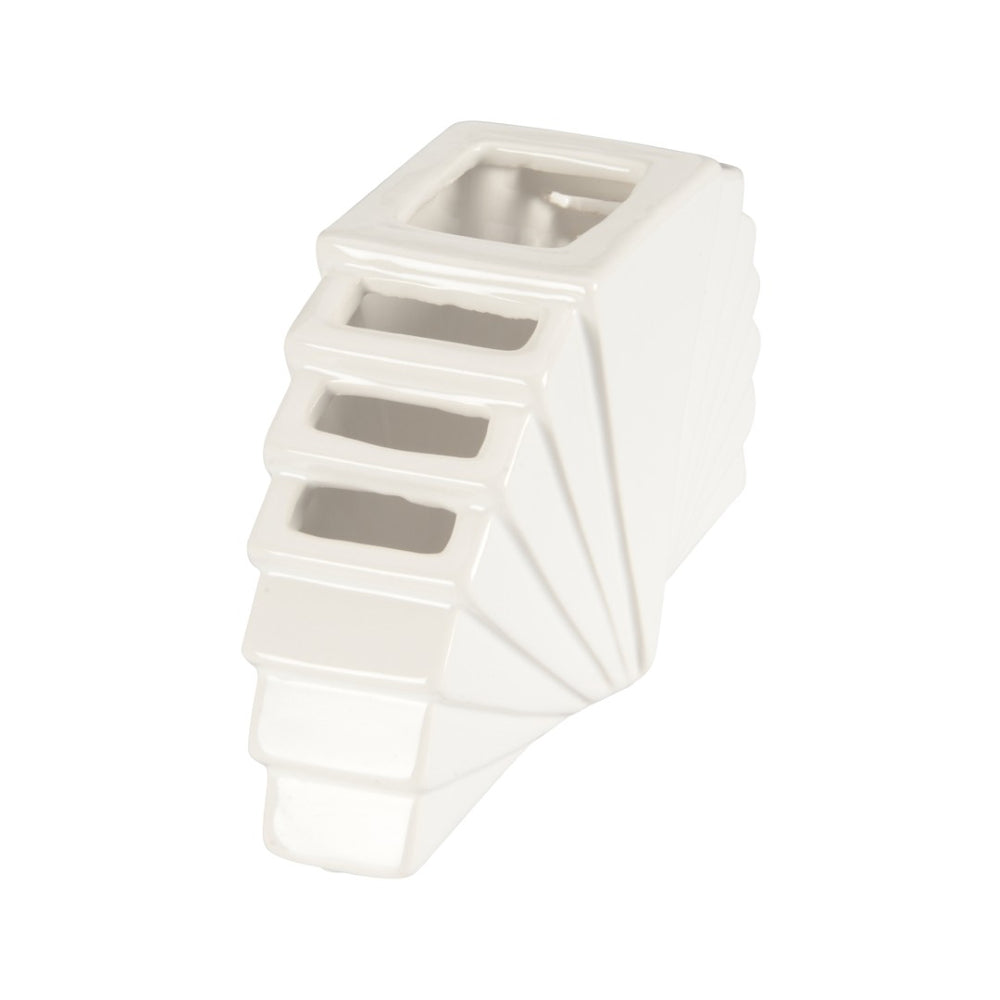 Chelsea House La Feria Vase Small — Glossy White Ceramic Fan Silhouette By Elizabeth Wicker For Sculptural Style And Display Versatility 370444