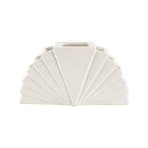 Chelsea House La Feria Vase Small — Glossy White Ceramic Fan Silhouette By Elizabeth Wicker For Sculptural Style And Display Versatility 370444