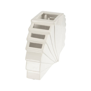 Chelsea House La Feria Vase Glossy White By Elizabeth Wicker — Sculptural Fan Silhouette Ceramic Centerpiece For Mantel & Florals 370445