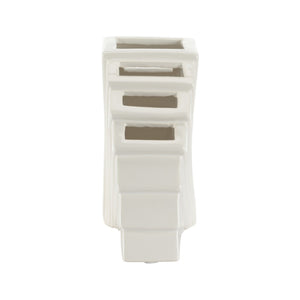 Chelsea House La Feria Vase Glossy White By Elizabeth Wicker — Sculptural Fan Silhouette Ceramic Centerpiece For Mantel & Florals 370445