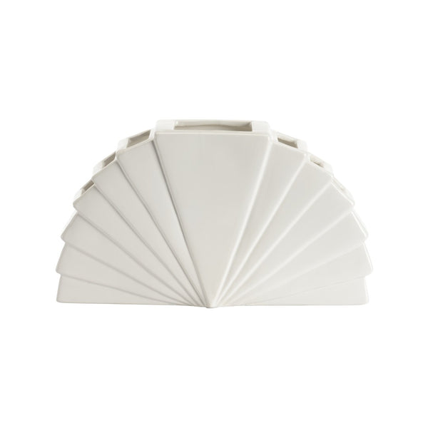 Chelsea House La Feria Vase Glossy White By Elizabeth Wicker — Sculptural Fan Silhouette Ceramic Centerpiece For Mantel & Florals 370445