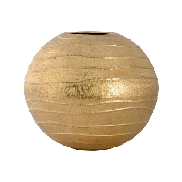 Chelsea House Web Brass Globe Vase — Textured Etched Matte Finish, 13"H X 15"W Statement Decor For Living Rooms 370447