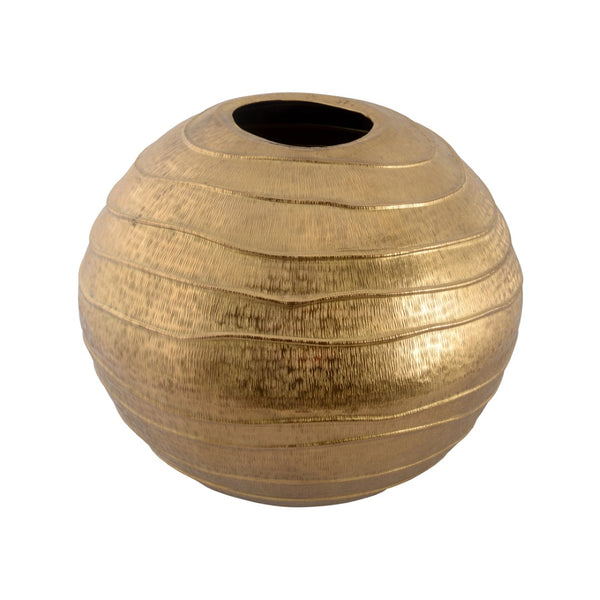 Chelsea House Web Brass Globe Vase — Textured Etched Matte Finish, 13"H X 15"W Statement Decor For Living Rooms 370447