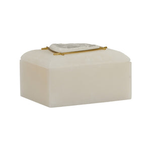 Chelsea House Selinite Elegant Selenite Box With Brass Accents And Decorative Stone Lid — Calming Jewelry Storage Decor 370455