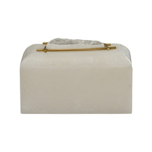 Chelsea House Selinite Elegant Selenite Box With Brass Accents And Decorative Stone Lid — Calming Jewelry Storage Decor 370455