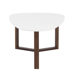 Homeroots 48" White And Brown Wood And Solid Wood Free Form Coffee Table   370459