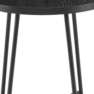Homeroots 21.66" X 21.66" X 22.05" Round Side Table In Black Ash Wood And Black   370461