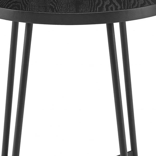 Homeroots 21.66" X 21.66" X 22.05" Round Side Table In Black Ash Wood And Black   370461