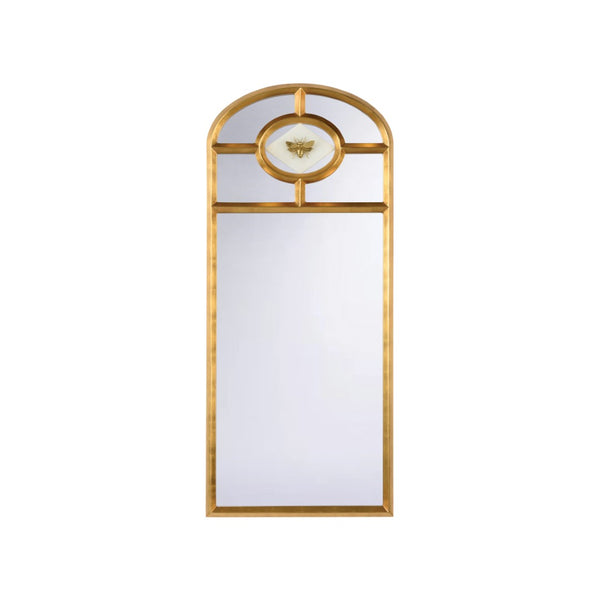 Chelsea House Bee Arched Mirror With Antique Gold Iron Frame, Alabaster Diamond & Decorative Bee For Hallway Elegance 370462