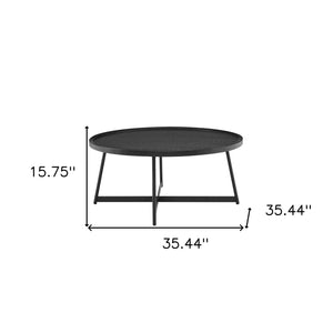 Homeroots 35" Black Manufactured Wood Round Coffee Table   370463
