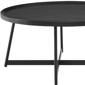 Homeroots 35" Black Manufactured Wood Round Coffee Table   370463