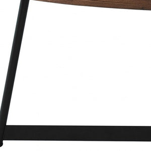 HomeRoots 24" Elegant Brown and Black Oval Coffee Table with Sturdy Metal Base for Modern Living Spaces 370464