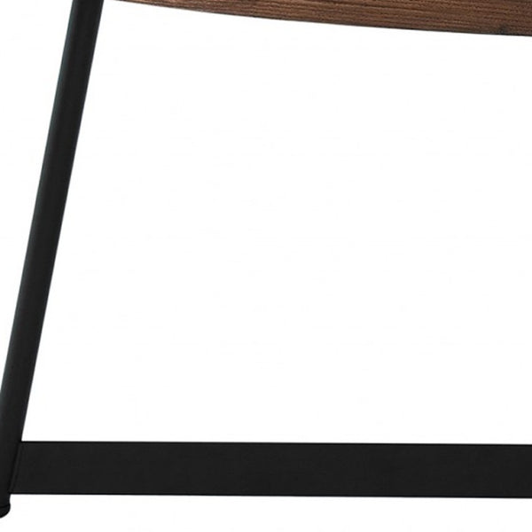HomeRoots 24" Elegant Brown and Black Oval Coffee Table with Sturdy Metal Base for Modern Living Spaces 370464
