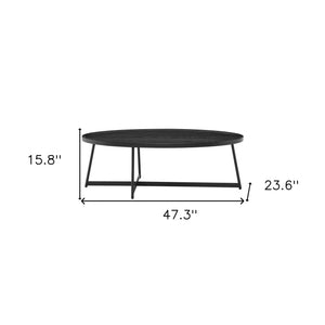 Homeroots 47" Black Metal Oval Coffee Table   370465