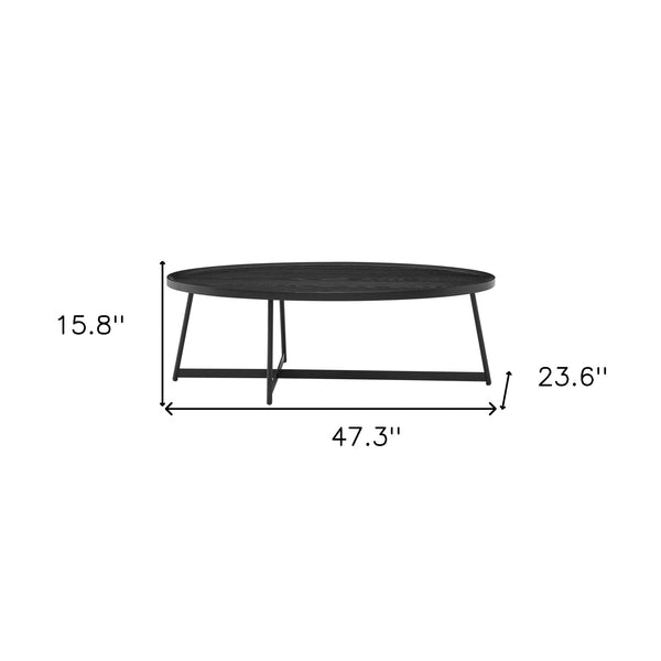 Homeroots 47" Black Metal Oval Coffee Table   370465