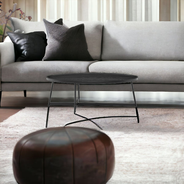 Homeroots 47" Black Metal Oval Coffee Table   370465