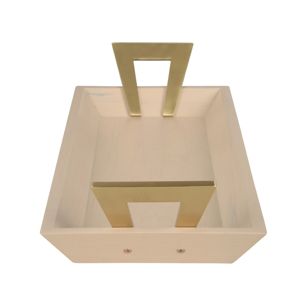 Chelsea House Birds Eye Maple Long Tray With Whitewashed Finish & Antique Brass Handles — Elegant Centerpiece Organizer 370468