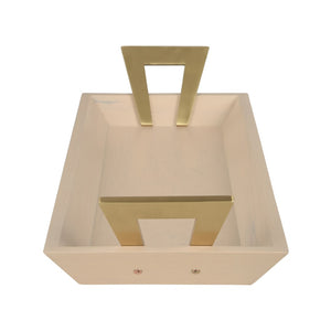 Chelsea House Birds Eye Maple Long Tray With Whitewashed Finish & Antique Brass Handles — Elegant Centerpiece Organizer 370468