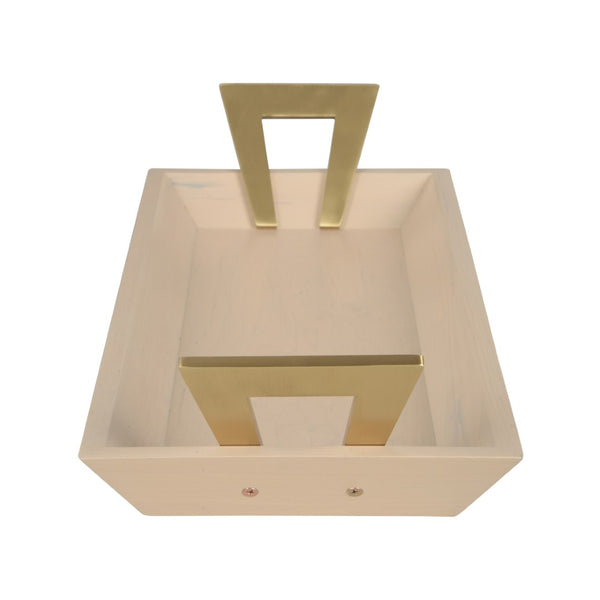 Chelsea House Birds Eye Maple Long Tray With Whitewashed Finish & Antique Brass Handles — Elegant Centerpiece Organizer 370468